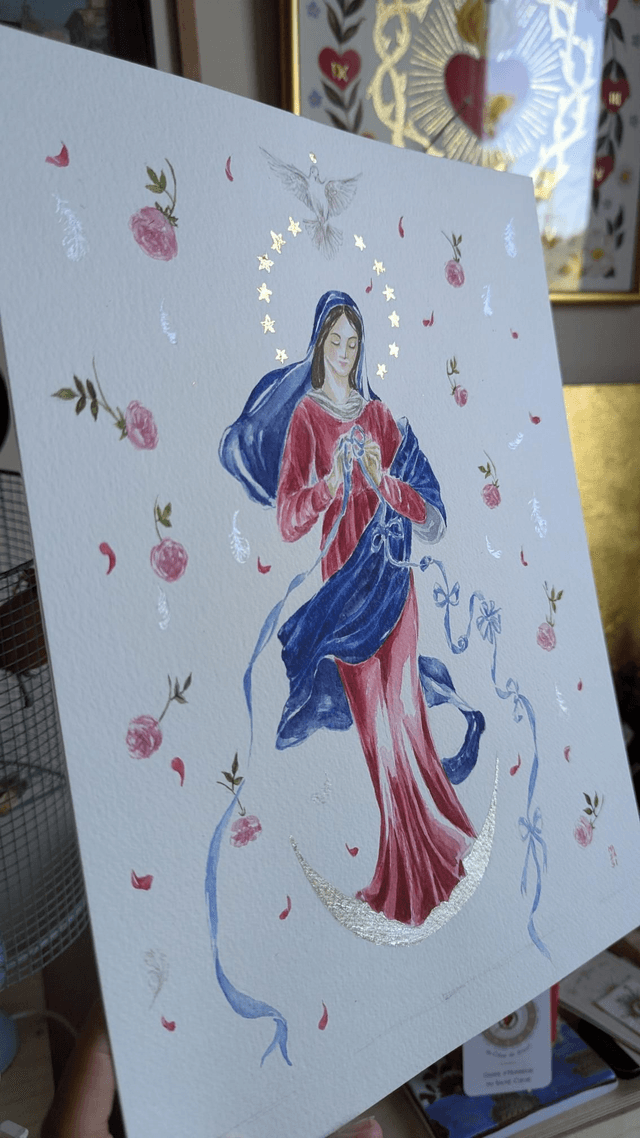 Sainte Marie qui défait les nœuds aquarelle 
