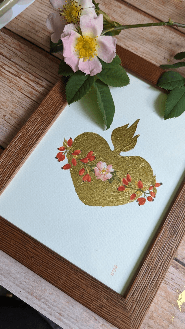 Aquarelle ex-voto églantine 