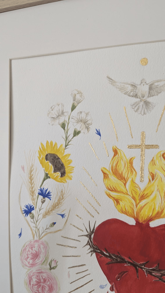 Sacré-Cœur et fleurs du Credo