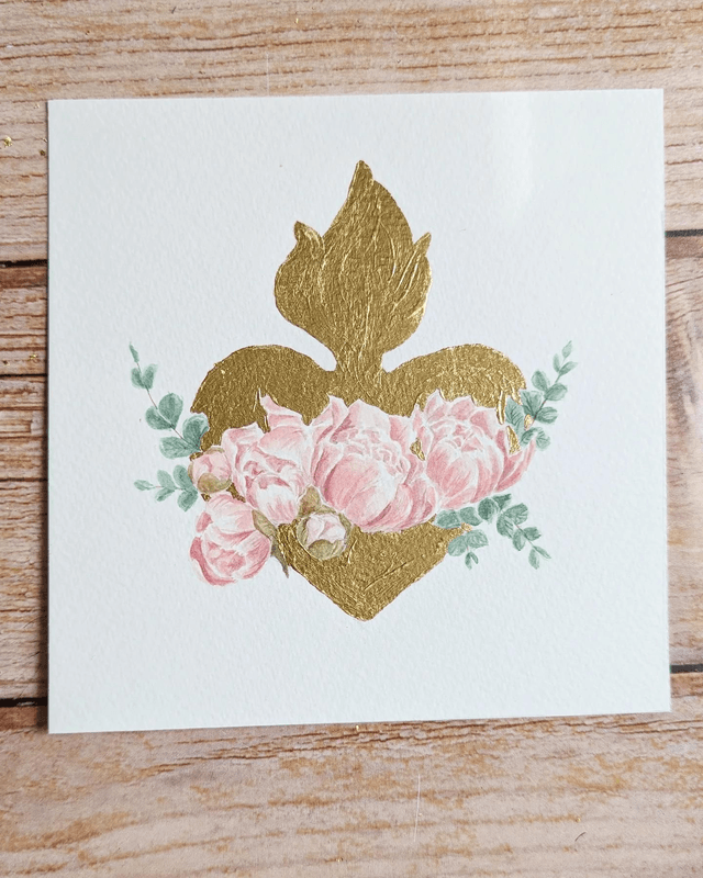Coeur pivoines et eucalyptus 