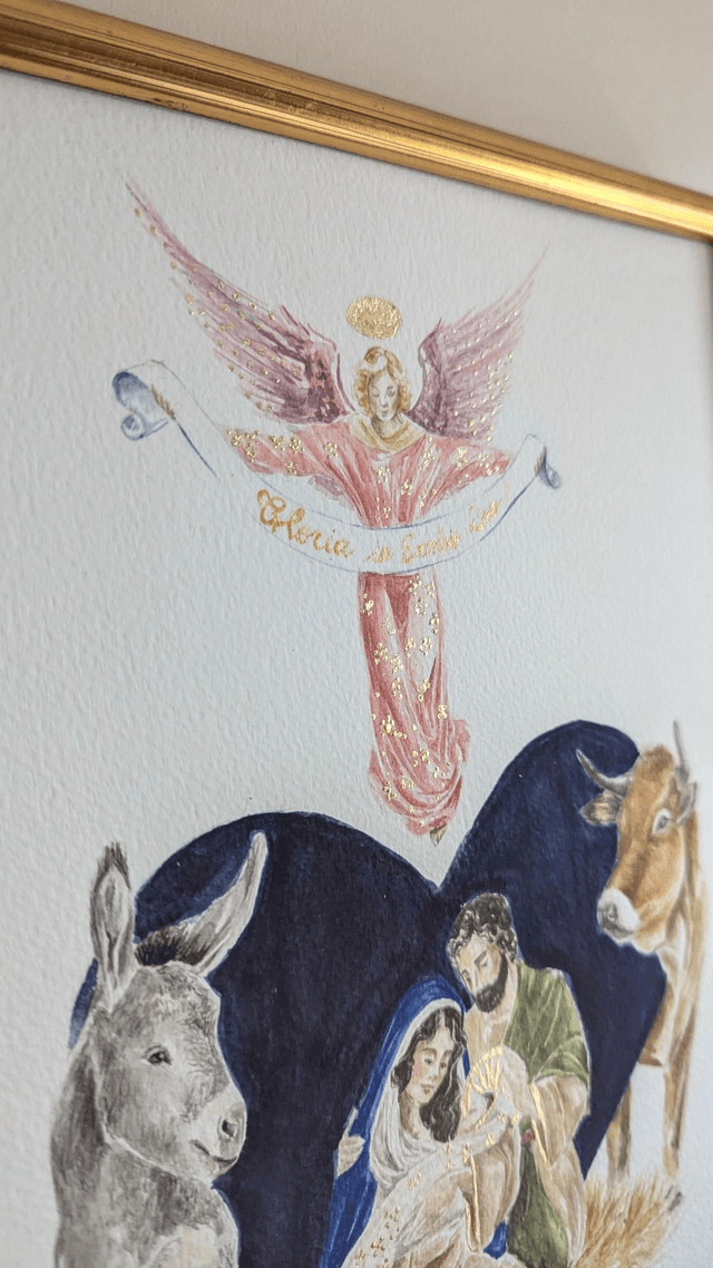 Aquarelle originale Sainte Famille 