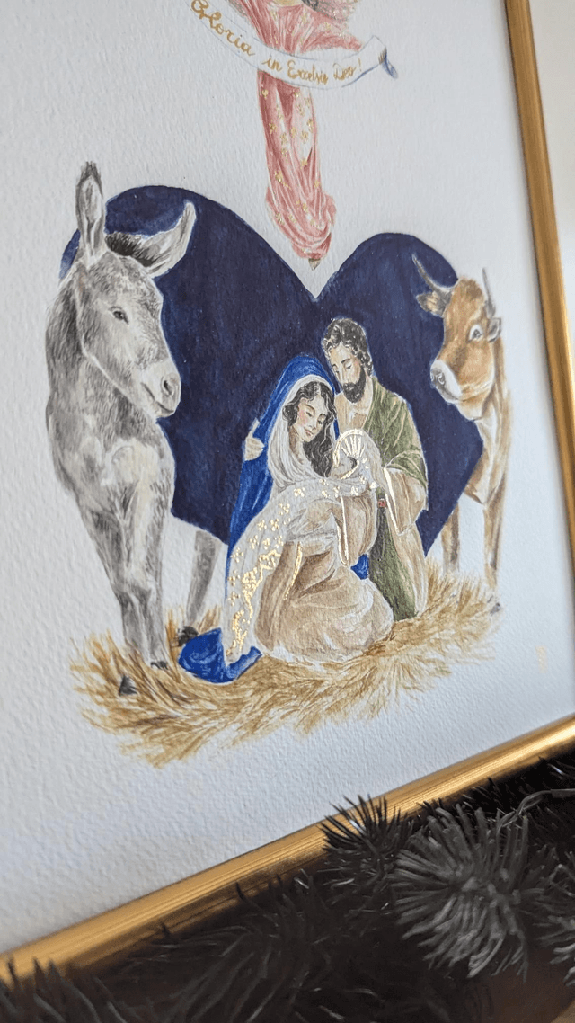 Aquarelle originale Sainte Famille 