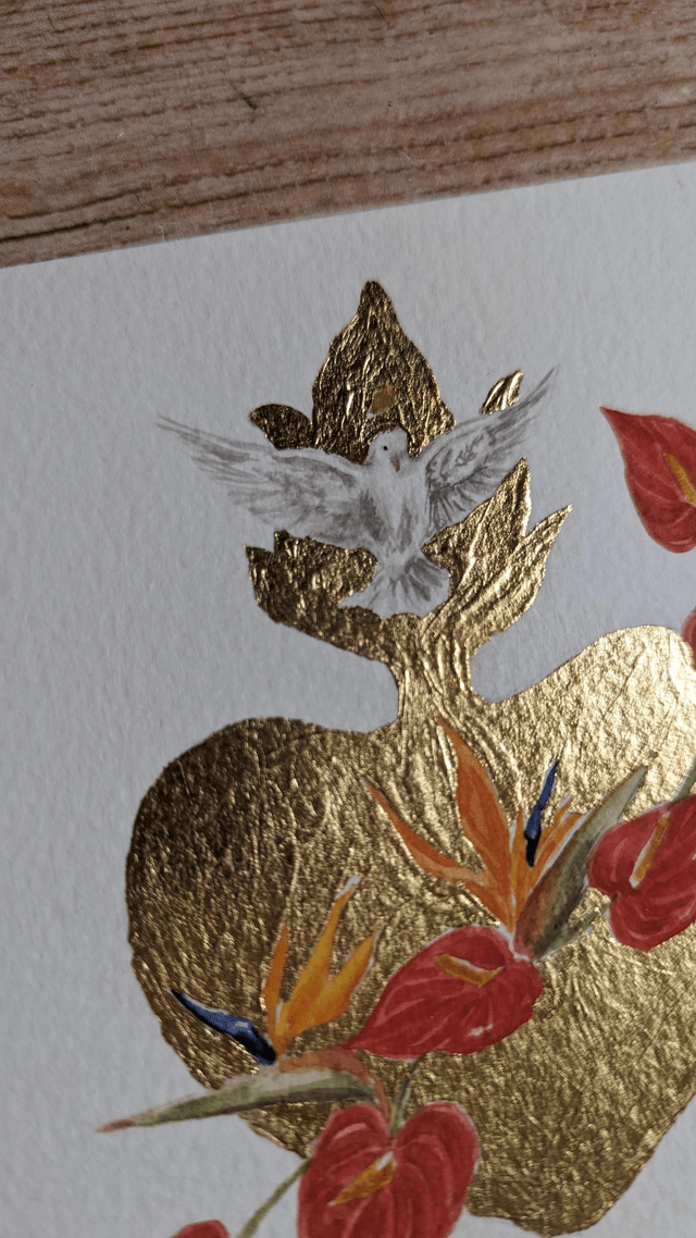 Ex-voto Esprit-Saint et compo florale