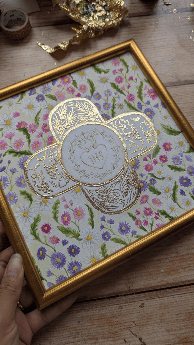 Aquarelle Saint Sacrement et aster 