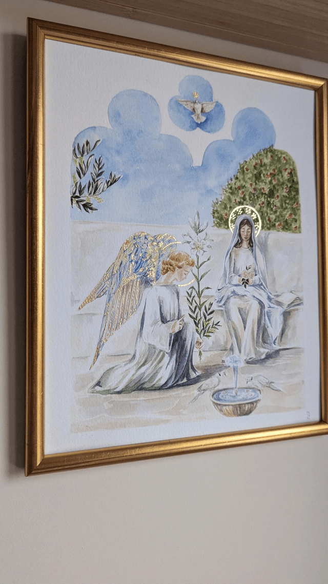 Annonciation aquarelle originale 