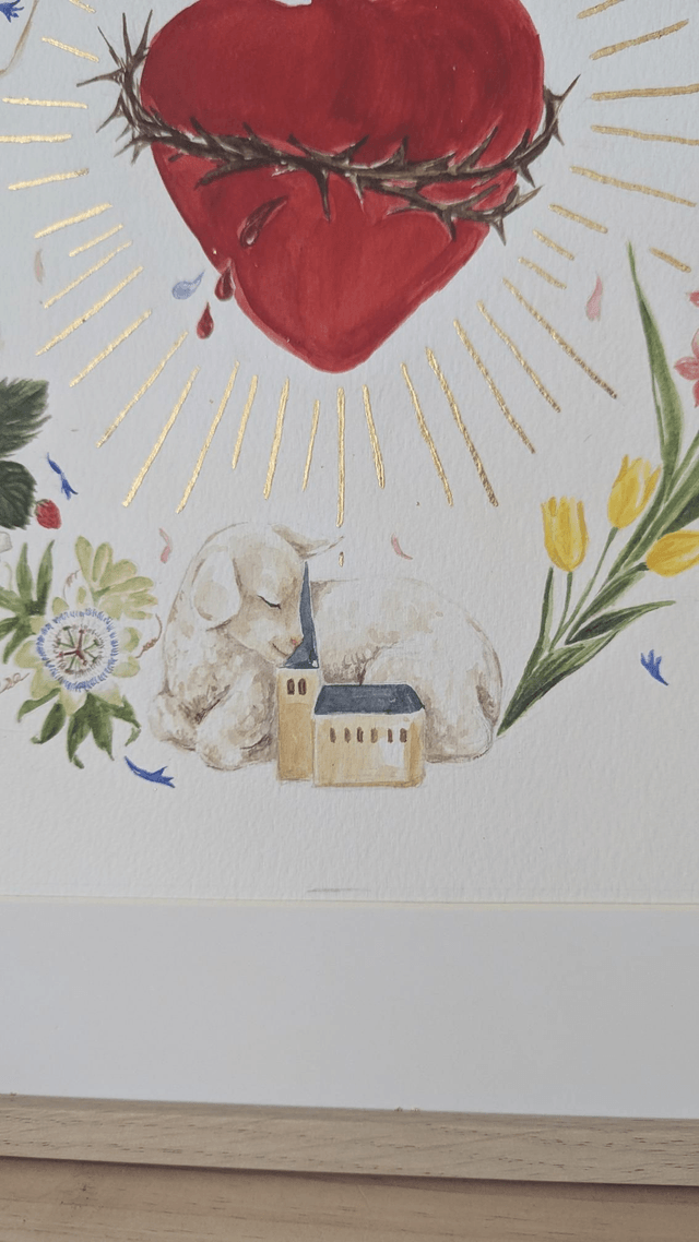 Sacré-Cœur et fleurs du Credo