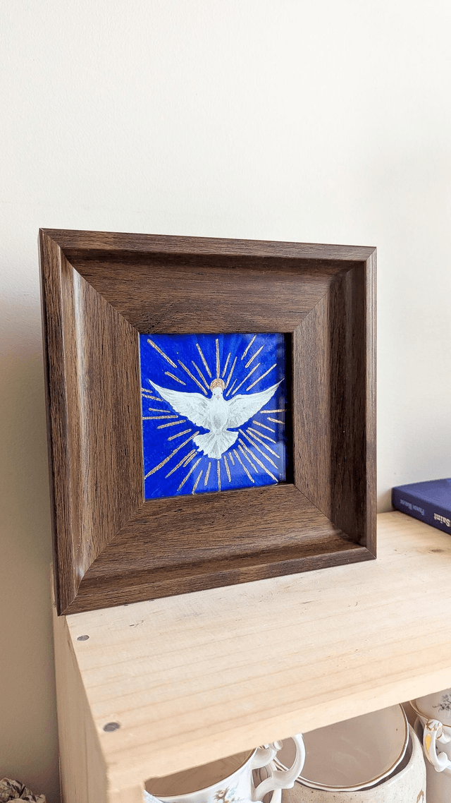  Esprit Saint sur fond bleu encadré 