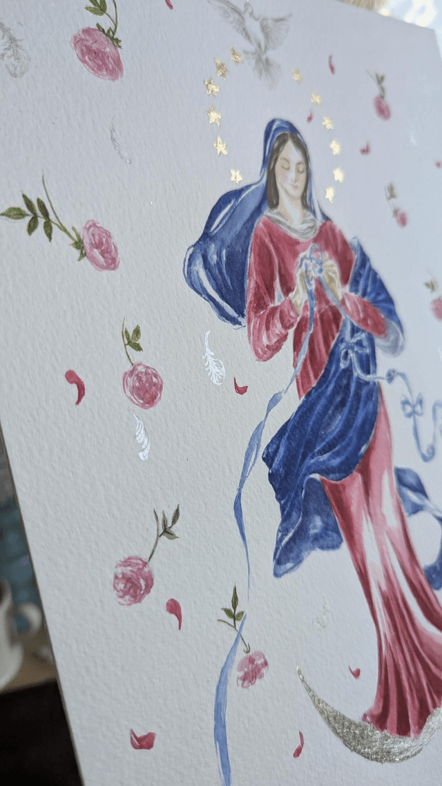 Sainte Marie qui défait les nœuds aquarelle 