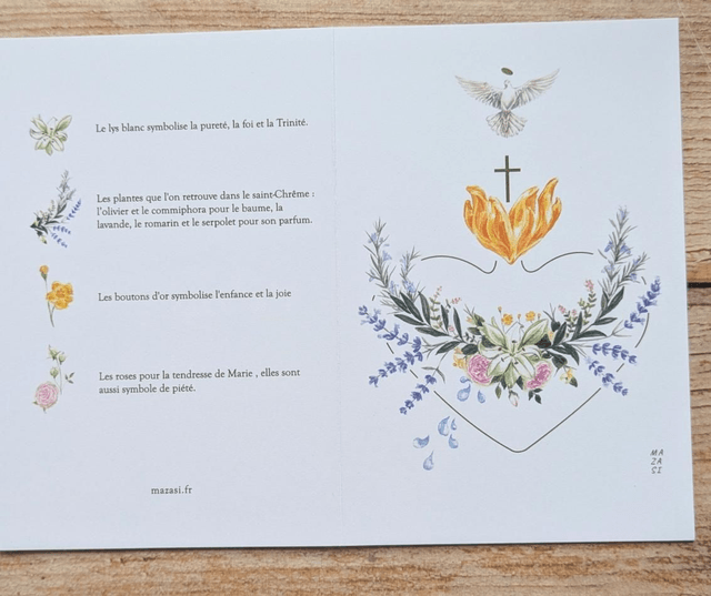 Carte double fleurs du baptême 