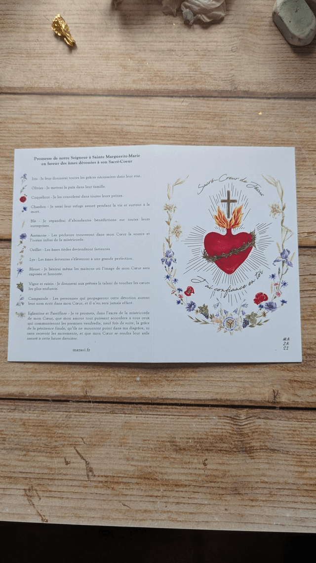 Carte Sacré -Coeur et les 12 promesses 