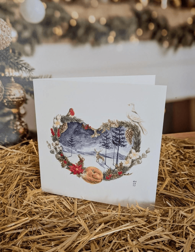 Carte double Noël des animaux