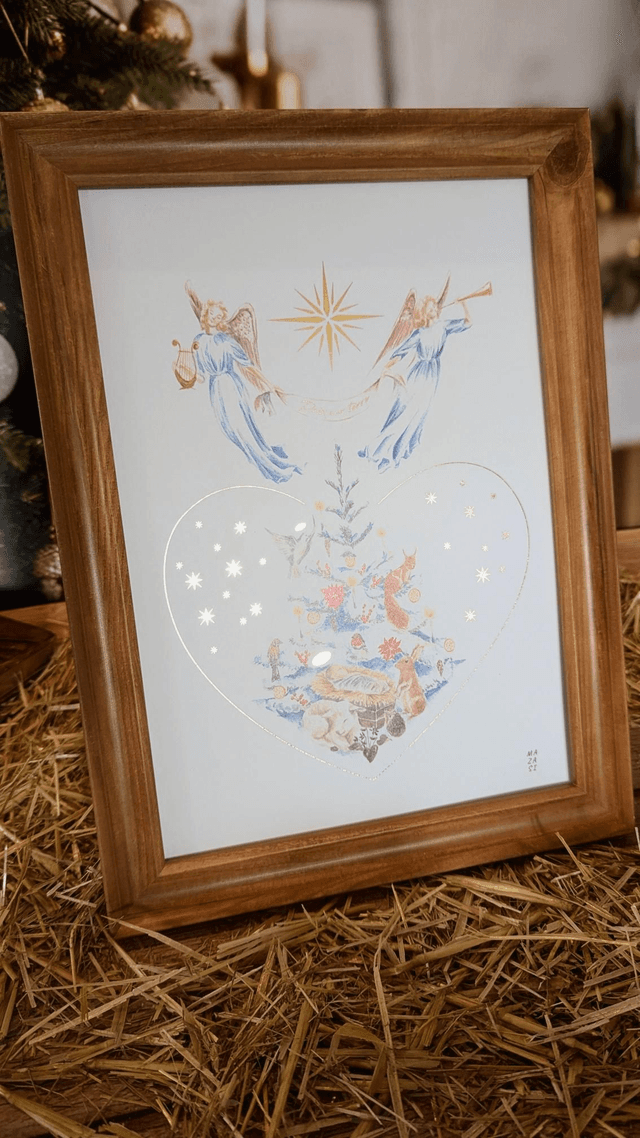 Affiche Sapin de Noël et Anges