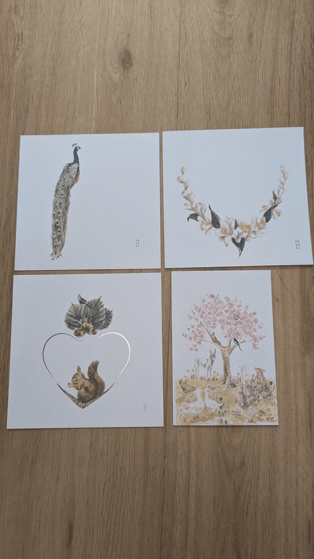 Lot n°7 de 4 cartes avec défauts 
