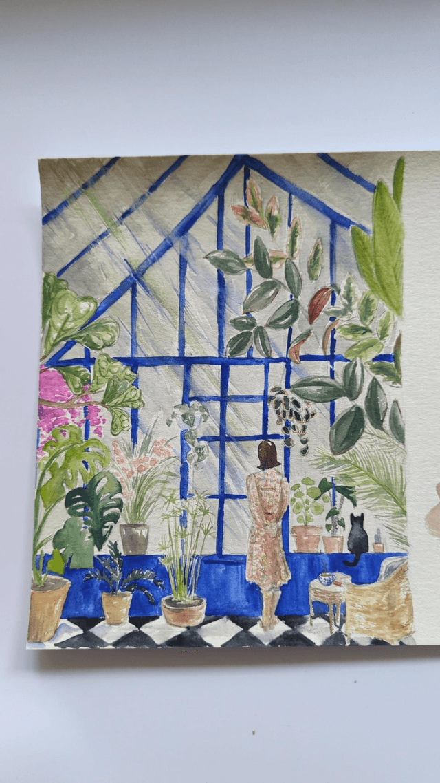 Le jardin du d&#039;hiver d&#039;une fan de plante verte.