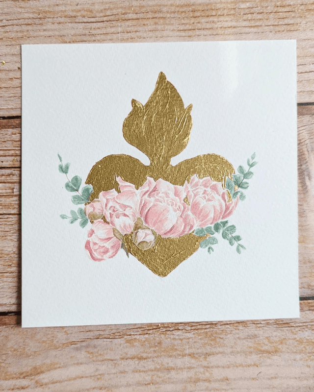 Coeur pivoines et eucalyptus 