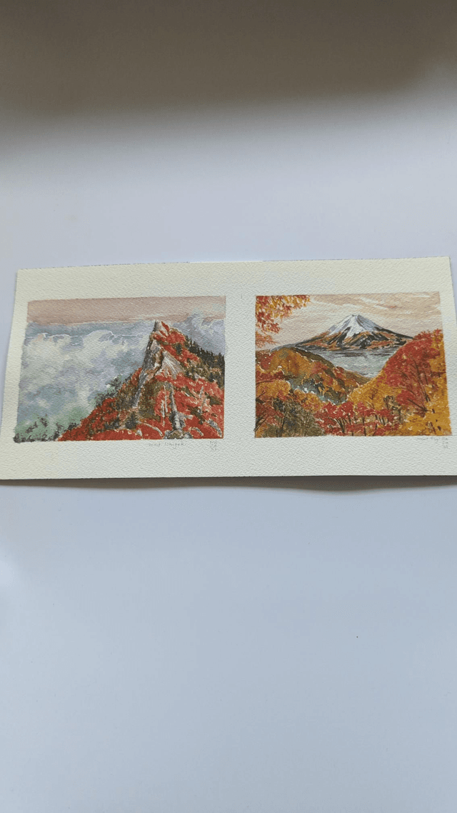Diptyque sur le mont fuji et le mont ichigaki