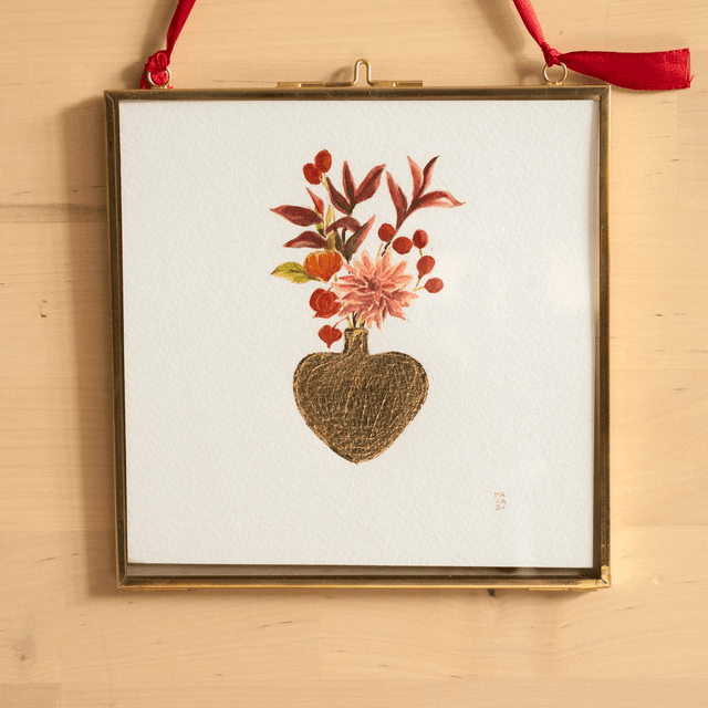 Aquarelle ex-voto bouquet d&#039;automne