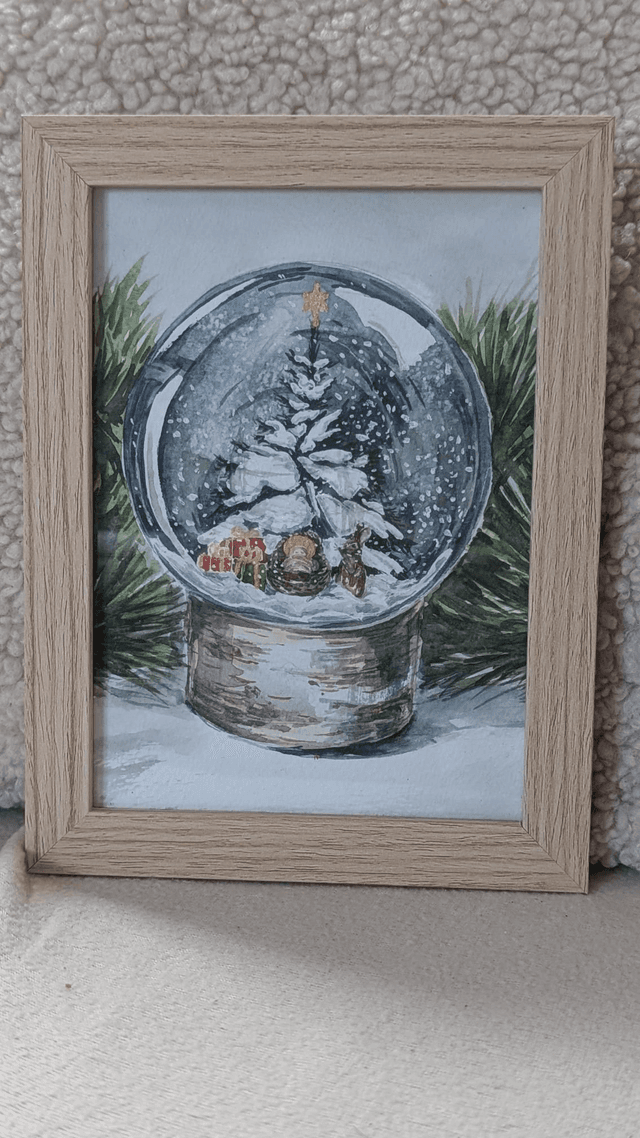 Aquarelle boule Noël avec Jésus 